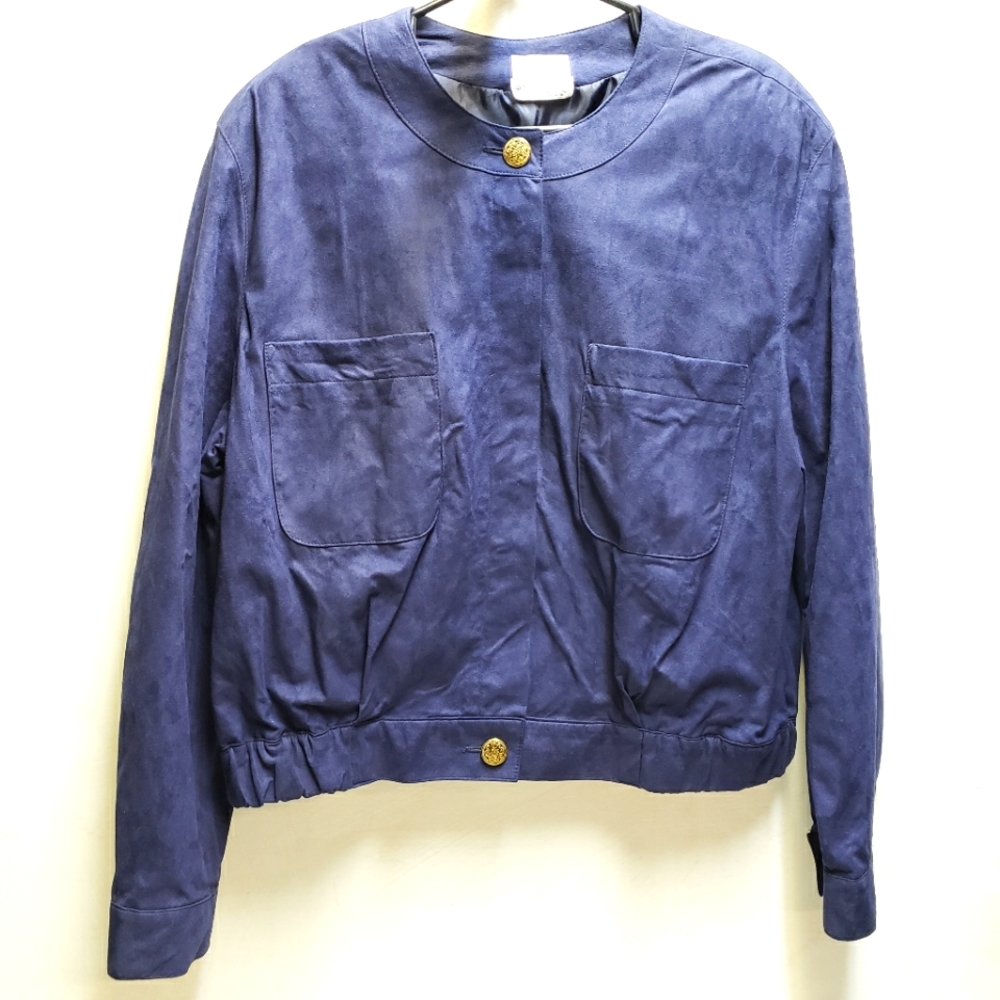 Womens Vintage Weathervane Magna Suede blue size 16 XL jacket made in USA